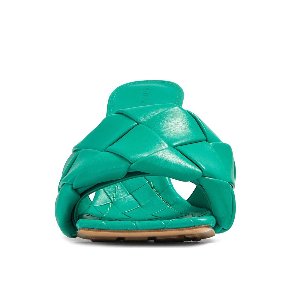 NIB Bottega Veneta Lido Intrecciato Leather Sandal Sz 39.5 9.5 Turquoise Blue - Picture 10 of 12